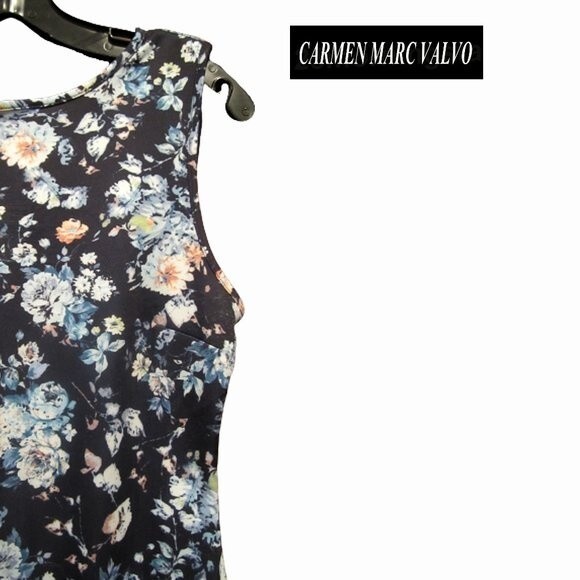 Carmen Marc Valvo NEW GISELLE NIGHT Roses Low Back Pencil Dress S - Picture 3 of 11